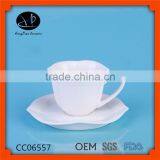 Unique Shape 2016 New Designs Glod Rim High Quality Coffee Ceramic Tea Cup and Saucer,wave Shape Cup and Saucer thumbnail-1