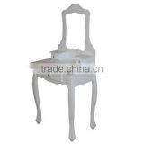 European Style Solid Wood Makeup Table Set With Stool Bedroom Dresser Simple Modern Ivory White Cosmetic Table With Mirror thumbnail-2