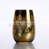 New Design Electroplating Golden Color Glass Tumbler Stemless Wine Glass thumbnail-2