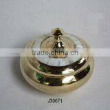 Mother of Pearl Mosaic on Cover of Brass Box With Mirror Polish thumbnail-1