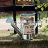 European Style Galvanized Painting Garden Metal Watering Can , Countryside Flowers Watering Can Metal Flowers Pot thumbnail-1