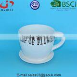 Cup of Flowers With Saucer Ceramic Cup Flower Pot thumbnail-2