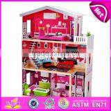 New Design Girls Pretend Toys Wooden Huge Dollhouse W06A229 thumbnail-2