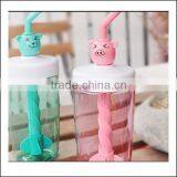 New Cartoon Lovely Bear Coffee Plastic Water Cup Juice Cup With Straw for Kids,custom Food Grade Plastic Coffee Cup Tea Mug Cups thumbnail-1