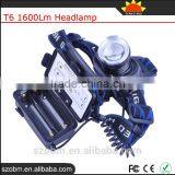 OEM T6 Rechargeable Led 1600Lm High Power Zoom Headlamp Camping Frontal Light Head Torch thumbnail-5