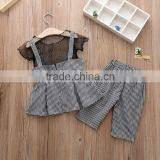 2017 Fashion Girls Small Checked Three-piece Set Clothing Summer Matching Clothing Sets thumbnail-2