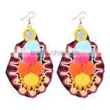 Bohemian Jewelry Handmade Mix Colors Pompon Hook Earrings Accessories thumbnail-1