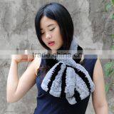 CX-S-27B 2017 Girls Grey Scarf Fashion Lady 100% Rex Rabbit Fur Scarf thumbnail-1