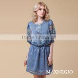 Fashion Factory Price Loose Half Lace Sleeve Silk Dress Designer thumbnail-4
