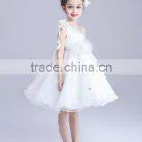 2017 Wholesale Children One Sleeve Shoulder Dress Flowers Slashes Dresses thumbnail-5