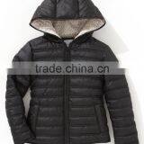 100% Polyester, Taffeta, Unisex Baby Hooded QuiltedJacket, Inside Lining S/J All Over Pritn