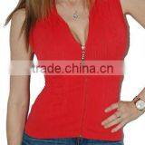 Sexy Pink Seamless Zipper Hoddie Bejeweled Vest Top O/s Holiday Glam Party Top thumbnail-1