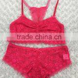 Girl Wears See Through Lace Soft Cup Non Sponge Bra and Boyshort Shantou OEM Underwear Factory thumbnail-1