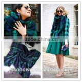 2014 winter hot sale classic green plaid pashmina scarf