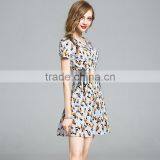 2017 Fashion Summer for Women Fashion Elegant Breathe Printing Floral V-neck Daliy High-waisted Slim Dress thumbnail-3