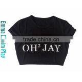 Fashion Customized Made Street Wear Super Short T Shirts Black for Sexy Girls thumbnail-1