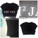 Fashion Customized Made Street Wear Super Short T Shirts Black for Sexy Girls thumbnail-4