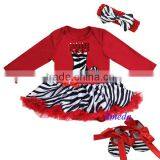 Baby Red Zebra Socks Long Sleeves Bodysuit Pettiskirt Jumpsuit Headband Crib Shoes 3pcs NB-18M thumbnail-1