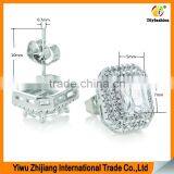 Double Row Diamond Rectangular Platinum Plating Zircon Stud Earring thumbnail-3