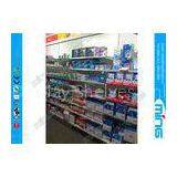 Light Duty Metal Supermarket Display Shelves Powder Finish , Single Sided Retail Shelves