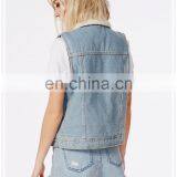 Hot Sale Unique Design Sleeveless Jean Jackets for Girls Wholesale China thumbnail-5