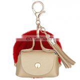 Pom Pom Tassel Mini pu Bag Keychain thumbnail-4