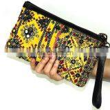 VINTAGE LEATHER POUCH BANJARA EMBROIDERY ETHNIC PATCHWORK HANDMADE MIRROR TRIBAL BAG thumbnail-1