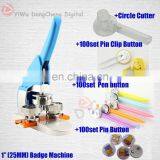 New Pro (DCMA-005) 1"25MM Badge Bouton Maker Machine + Circle Cutter+pin Clip Button+pen Button+pin Button 25MMbadge Package