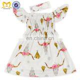 Baby Girls Flower Deer Beautiful Children Summer Clothes Cheap Baby Frock Design Kids Girls Party Dresses thumbnail-5