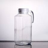 1.6L CLEAR GLASS WATER JUG GLASS PITCHER WITH HANDLE AND PLASTIC COVER LID thumbnail-5