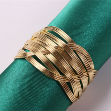 Gold Wire Metal Rattan Wrapped Napkin Ring Holder For Wedding thumbnail-3