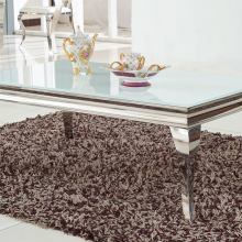 Modern High Quality Home Furniture Living Room Silver Stainless Steel Frame Marble Top Coffee Table Set thumbnail-4