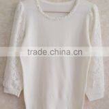 Three quarter sleeve knitting wear lace pullover for lady