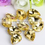 Yellow AAA Quality Wholesales Point Back Loose Shapes Teardrop Crystal Glass Beads for Jewelry Making Decorating Cheap