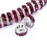 Silver Plated Fuchsia Color #502 Rhinestone Jewelry Rondelle Spacer Beads Variation Color and Size 4mm/6mm/8mm/10mm