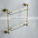 Polished golden durable Bathroom Shelf Double Layer Glass Shelves Bathroom Accessories
