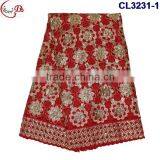 CL3231 for Chtistmas Sale Latest Fashion Design Embroidery George Lace High Quality Soft Materail for Making Women Dress thumbnail-1