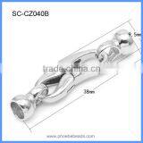 Wholesale White Rhodium Plated 925 Sterling Silver Lobster Spring Clasp With End Cap For Pearl Jewelry SC-CZ040 thumbnail-3