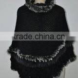 Women Fashion Knitted Real Rabbit Fur Shawl LK16F014 thumbnail-1