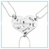 Puzzle Heart Shaped Name Stainless Steel Necklace Set of 3