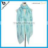 Light Blue Color Flower Printing Malaysia Batik Scarf thumbnail-1