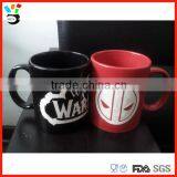 New Crafts Recycled Personalized Logo Drinkingware Hand Sandblasted Ceramic Mug With Handle