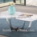 Home furniture special handware base and pattern white marble coffee table