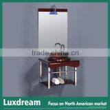 Corner Green Tempered Glass Wash Basin With Mirror thumbnail-2