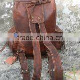 Real Rustic Brown Leather Vintage Travel/picnic/overnight Back Pack Bag thumbnail-3