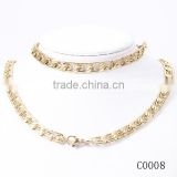 18k gold plated stainless steel 3mm wide small body chain necklace and bracelet sets for men