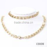18k Gold Plated Stainless Steel 3mm Wide Small Body Chain Necklace and Bracelet Sets for Men thumbnail-1