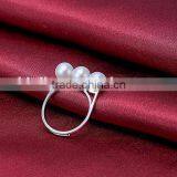 Strong Light Perfect Round Sliver Natural Freshwater Pearl Ring thumbnail-3
