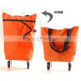 Lightweight Portable Foldable Dot Print Traveling Shopping Trolley Cart Handbag With Wheels thumbnail-4