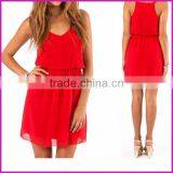 2015 New Women Summer Dress Black Red Double Strap Chiffon Dress Sexy V-neck Skirt Sleeveless Dress XS-XXL thumbnail-3